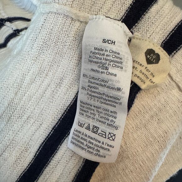 Madewell Summer Ryder Longline Knit Cardigan Sweater Ivory/Navy Stripe Small - Picture 4 of 4